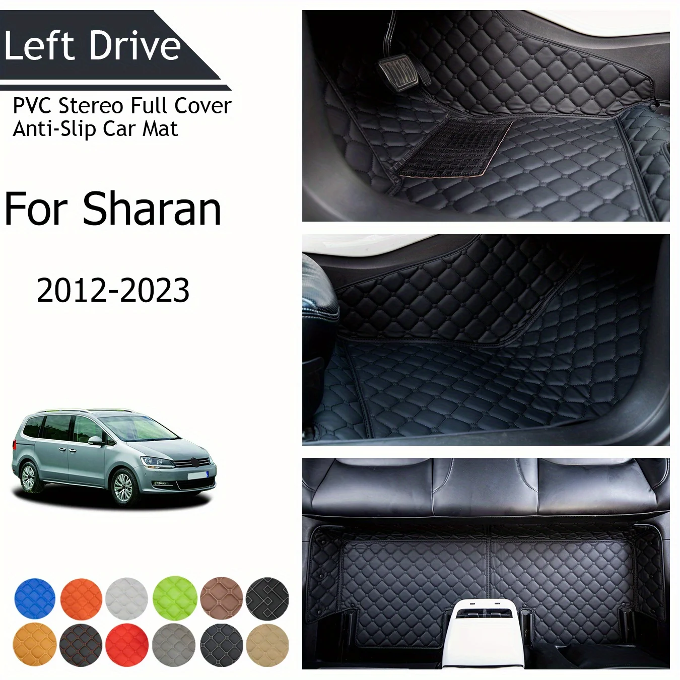 

TEGART 【LHD】For Volkswagen For Sharan （7seats）2012-2023 Three Layer PVC Stereo Full Cover Anti-Slip Car Mat Car Floor Mats