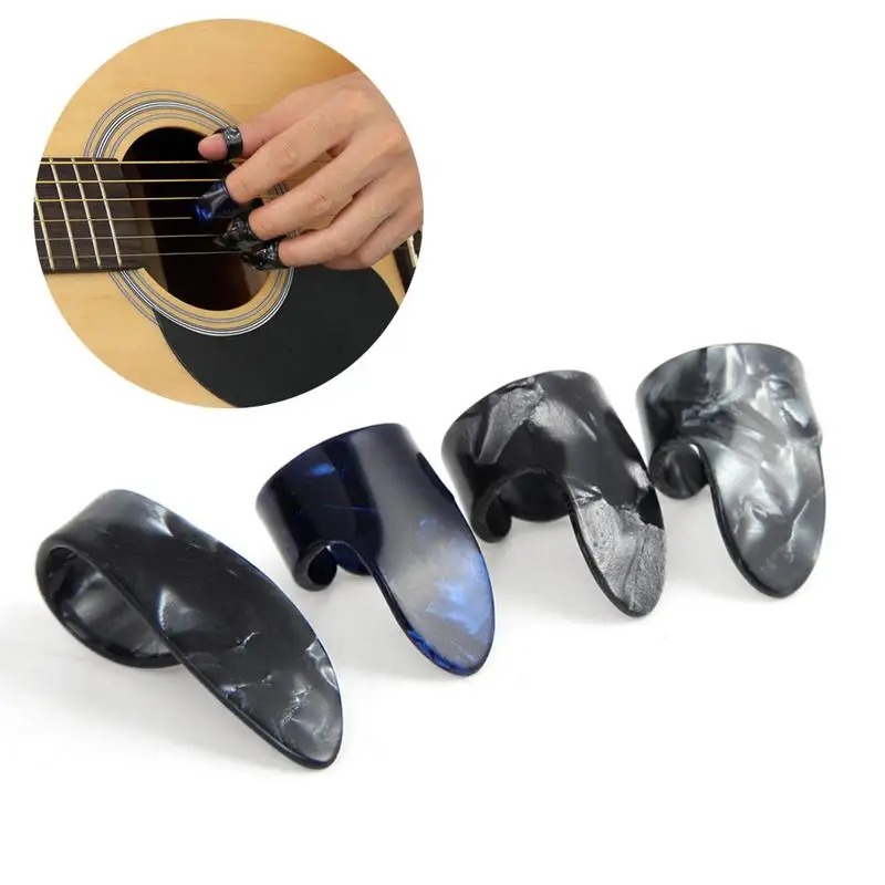 1 Set Guitar Picks 1 Thumb  3 Finger Acoustic Nail Celluloid Jim Guitar Banjo Thumb Picks Plectrum For Guitar Accessories