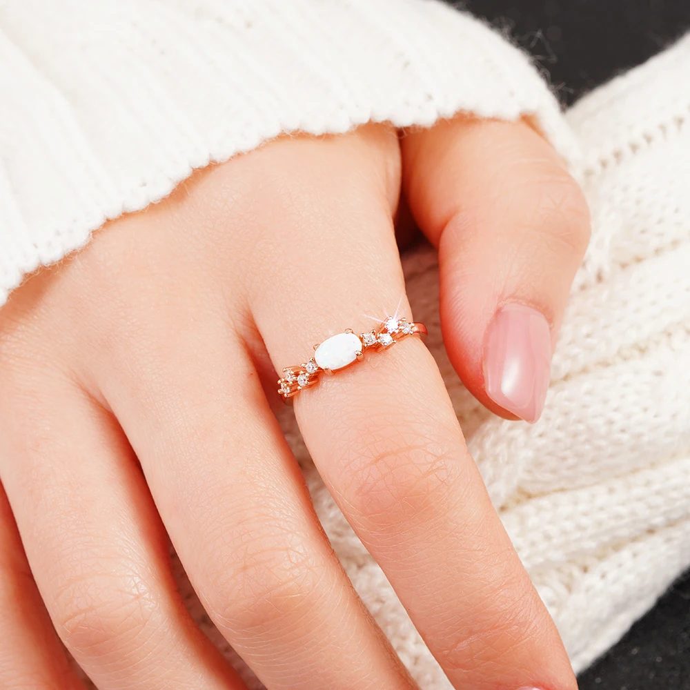 Huitan 925 فضة لامعة أوبال خواتم الاصبع العصرية الجمالية الملونة اكسسوارات شيك حفل زفاف مجوهرات للنساء #4