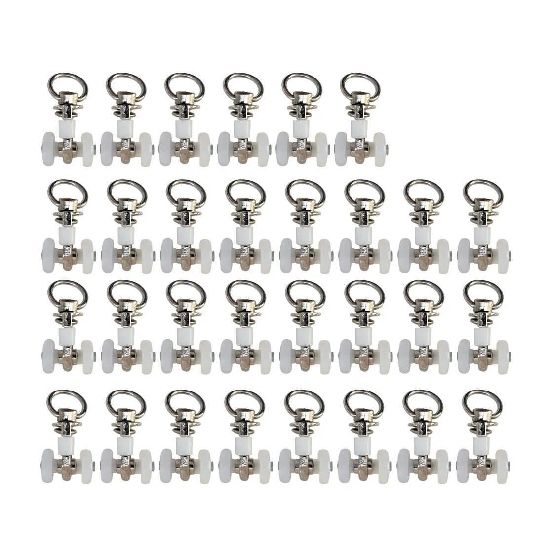 

30Pcs Curtain Track Rollers Hooks Ceiling Gliders Twin Wheeled Carriers For Window Rods Curtain Rails