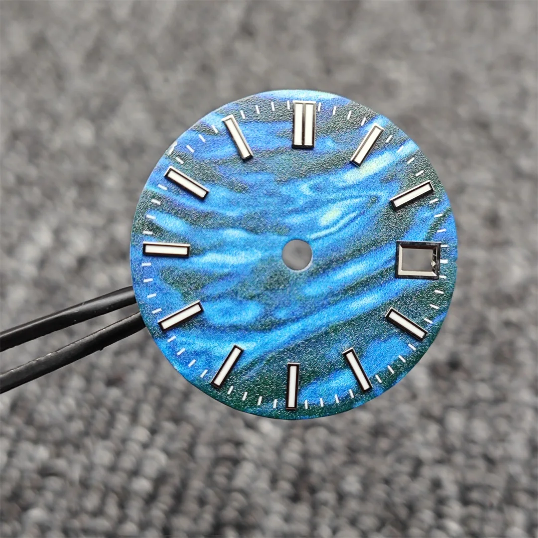 28.5mm Snowflake Watch Dial Green Luminous Watch Faces  for SKX007 NH35/NH36/4R/7S Movement Watch Parts Accessories