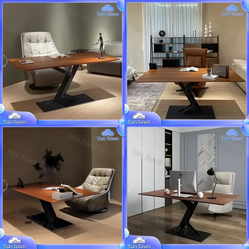 Italian Minimalist Solid Wood Desk for Boss Table Designer Creative Light Luxury Small Meeting Negotiation Table for