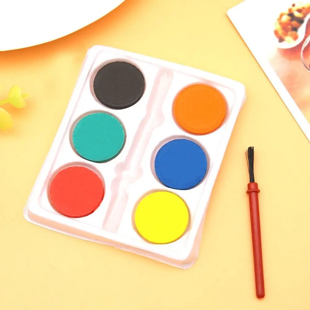 High Quality with Painting Brush Watercolor Paint Set Solid 6 Colors Oil Painting Kit Washable Watercolor Pigment Prizes