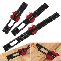 Aluminum Slide Ruler Inch And Metric T-Type Scribing Ruler Square Layout Tool W/ Slide Stops Woodworking Precision Pocket Ruler