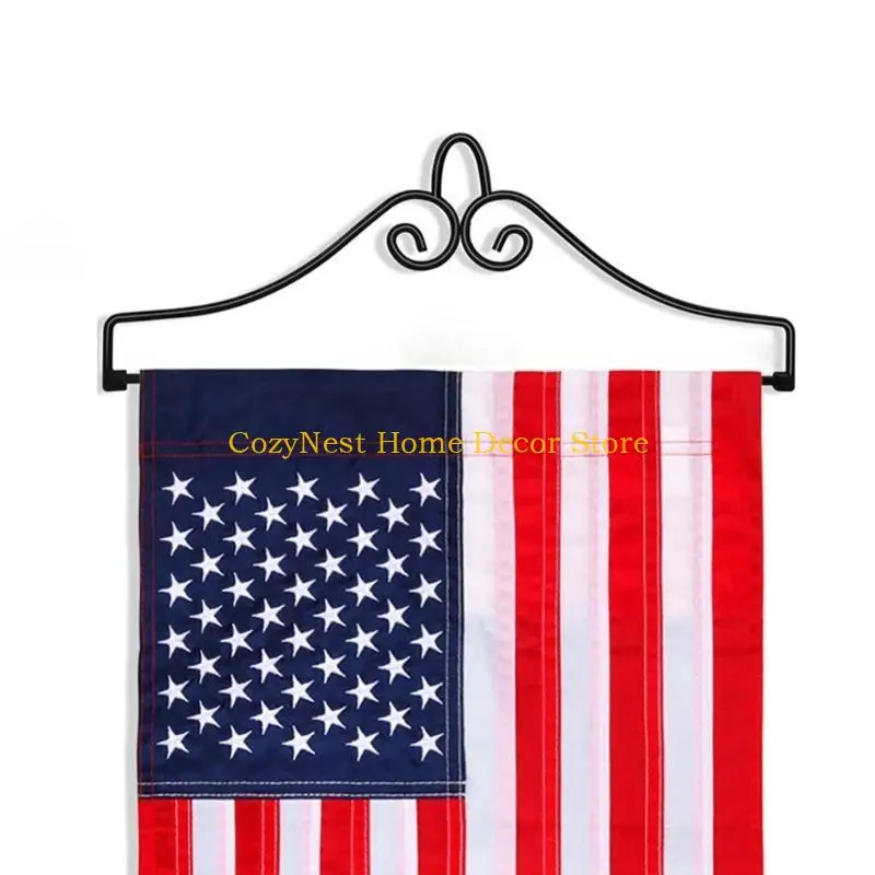 92MF 2pcs Horizontal Flag Wall Scroll Hangers Garden Stand Frame for Indoor Outdoor