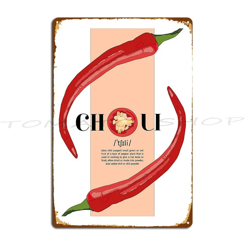 Chili And Knife Kitchen  Metal Plaque Poster Living Room Personalized Wall Decor Garage Decoration Designing  Tin Sign Poster