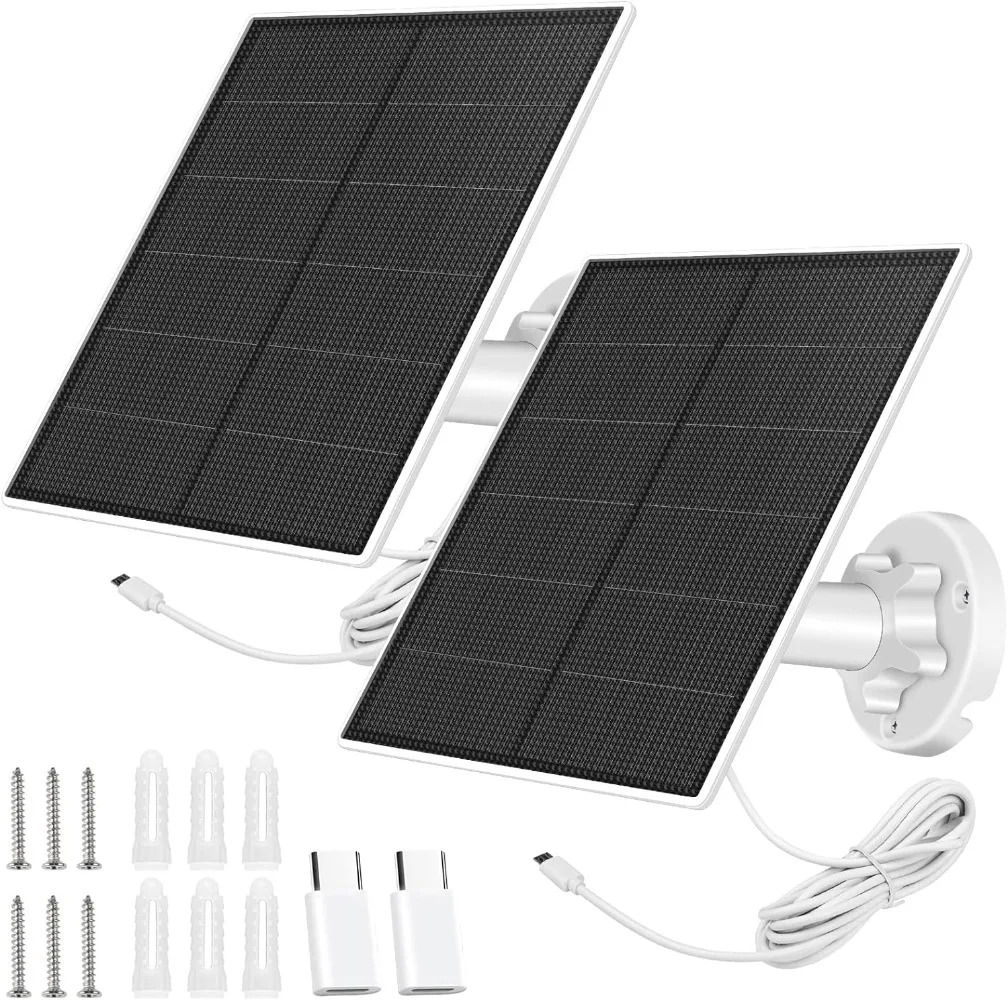 

Solar Panel for Security Camera,5W USB Solar Panel for DC 5V Security Camera with Micro USB or USB-C Port