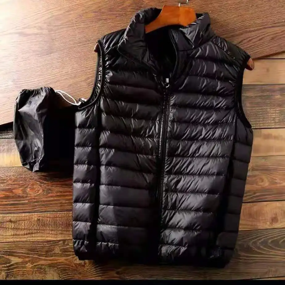 Light and Thin Down Jacket Men\'s Vest Casual Warm Loose Inside and Outside Wear Autumn and Winter Basic Vest Mens Jacket