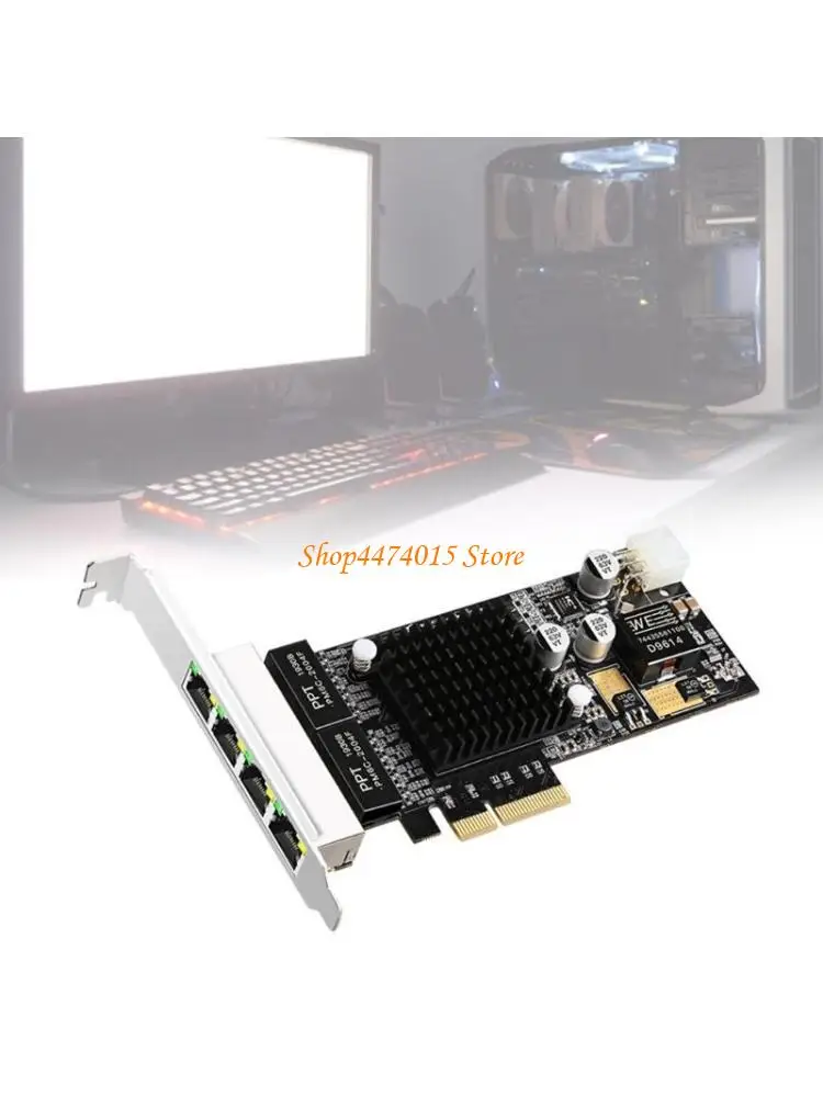 

K1AA 4 Quads Port RJ45 POE Card PCIE PCIE 4X Адаптер сетевого происхождения 10/100/1000