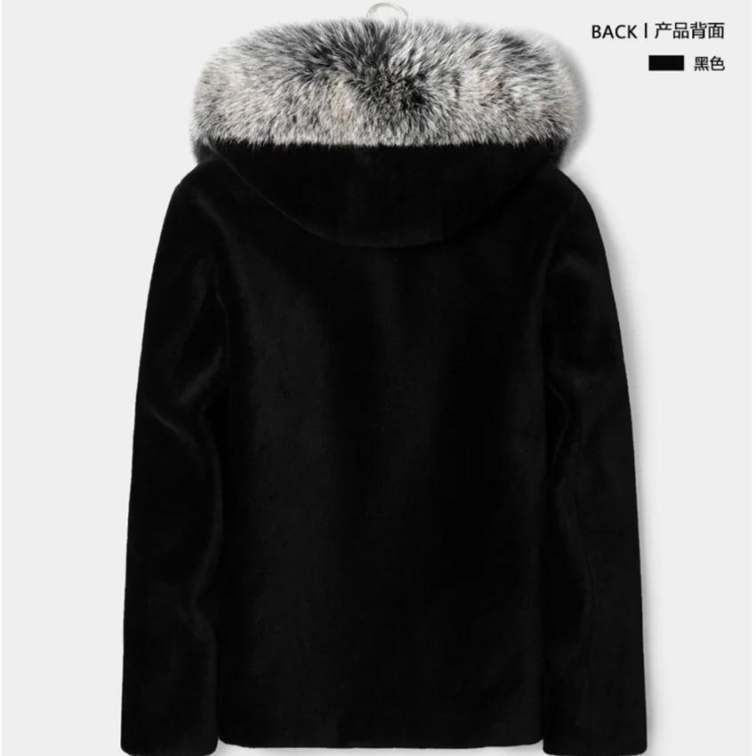 Luxury Brand Autumn Winter Faux Fur Coat Men Hooded Zipper Long Sleeve Mens Fur Jacket Coat Business Windproof  Thick Warm Tops
