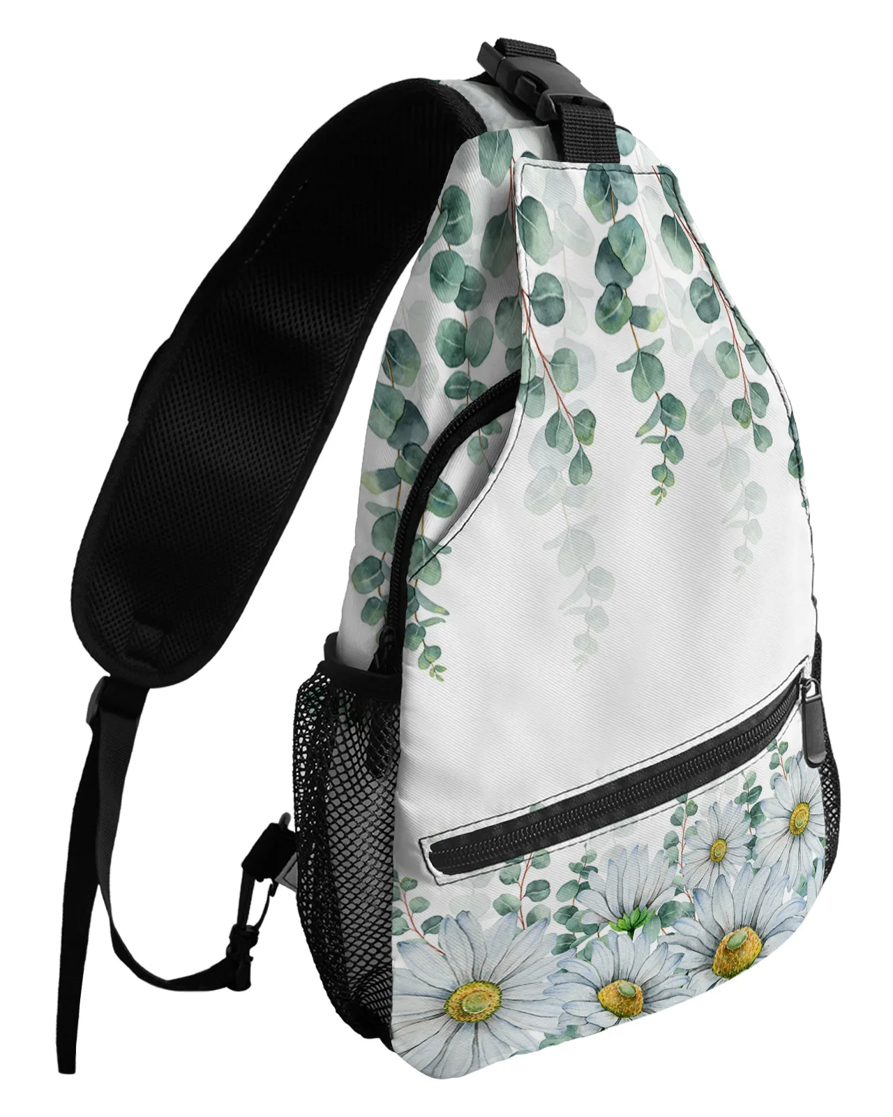 

Eucalyptus American Idyllic Plant Flower Daisy Chest Bags For Women Men Waterproof Sport Bags One Shoulder Crossbody Bag