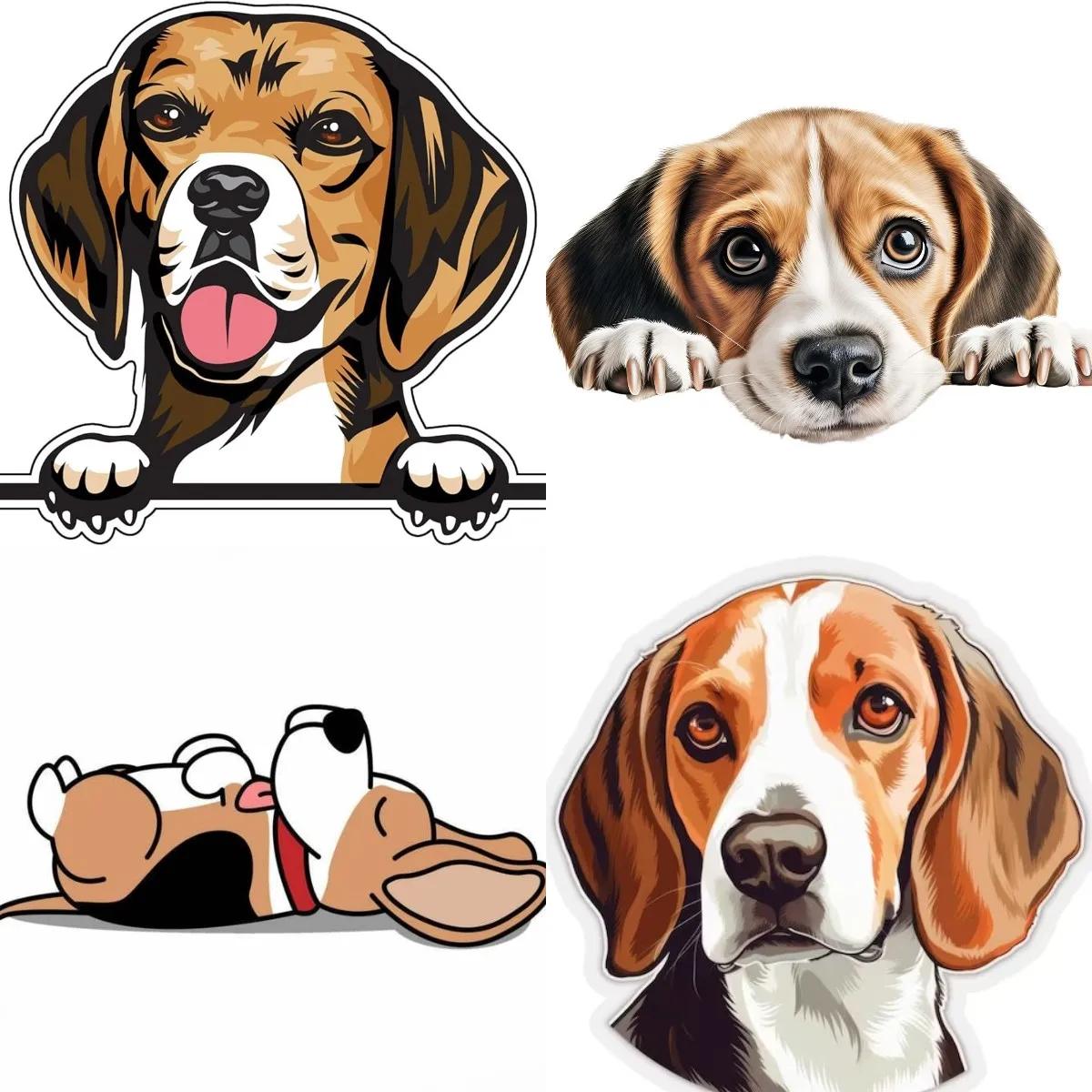 Full Color Smiling Beagle Vinyl Decal Dog Breed Bumper Sticker  for Laptops Tumblers Windows Cars Trucks Walls Waterproof 3D