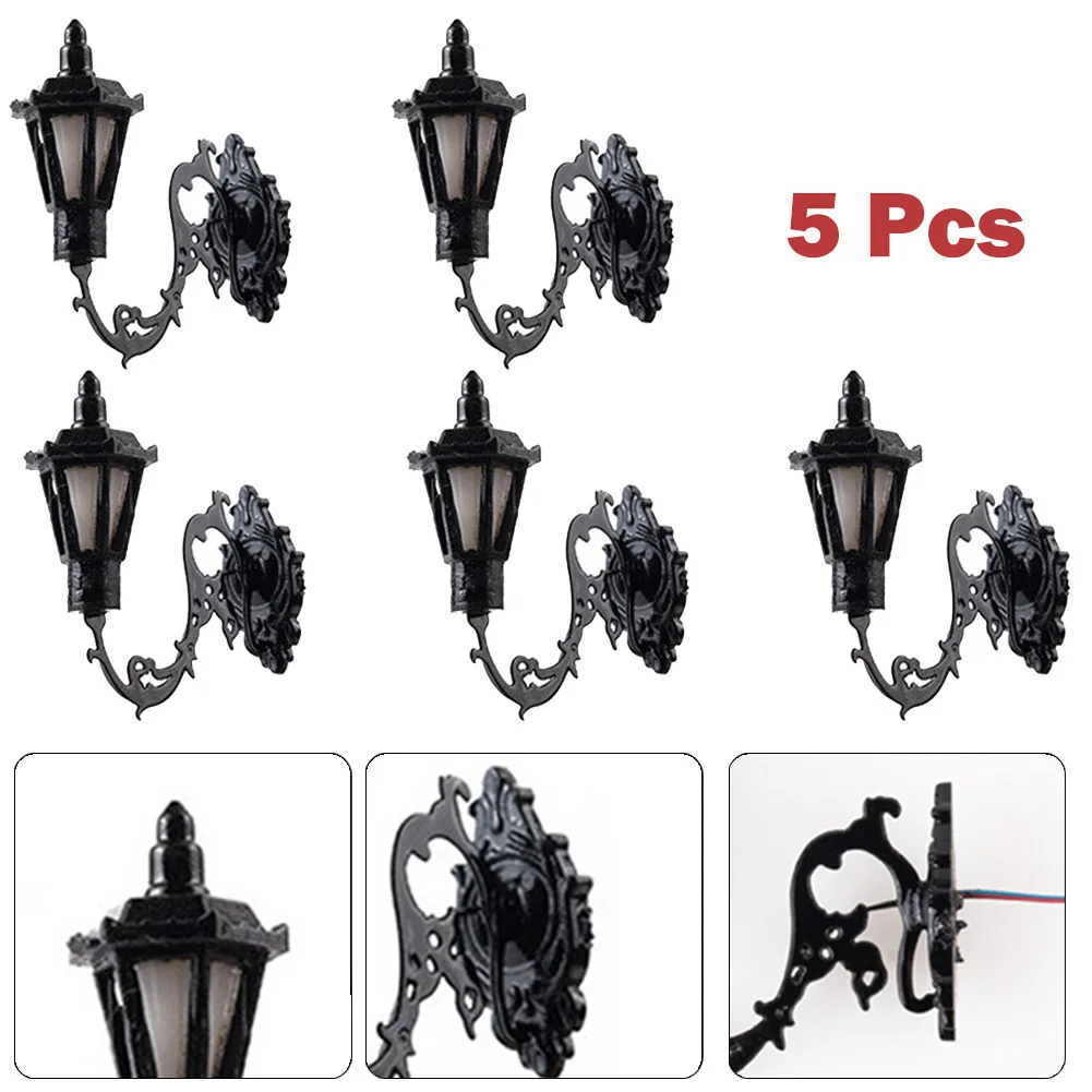 5Pcs Train Railway Park Led Lamppost Lamps Wall Lights Model Scale 3V Model Garden Lamps Miniature Lanscape Model Building