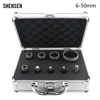 9pcs M14 Thread Diamond Dry Drill Bit Vacuum Brazed Core Drilling Bit Set Porcelain Tiles Crowns Granite Marble Hole Saw Tools