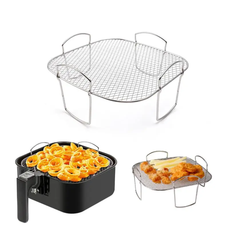 Multifunktionales Bratgestell, kompatibel mit Grillgestell, Dampfgarer, Braten, Kochutensilien für Luftfritteusen-Zubehör