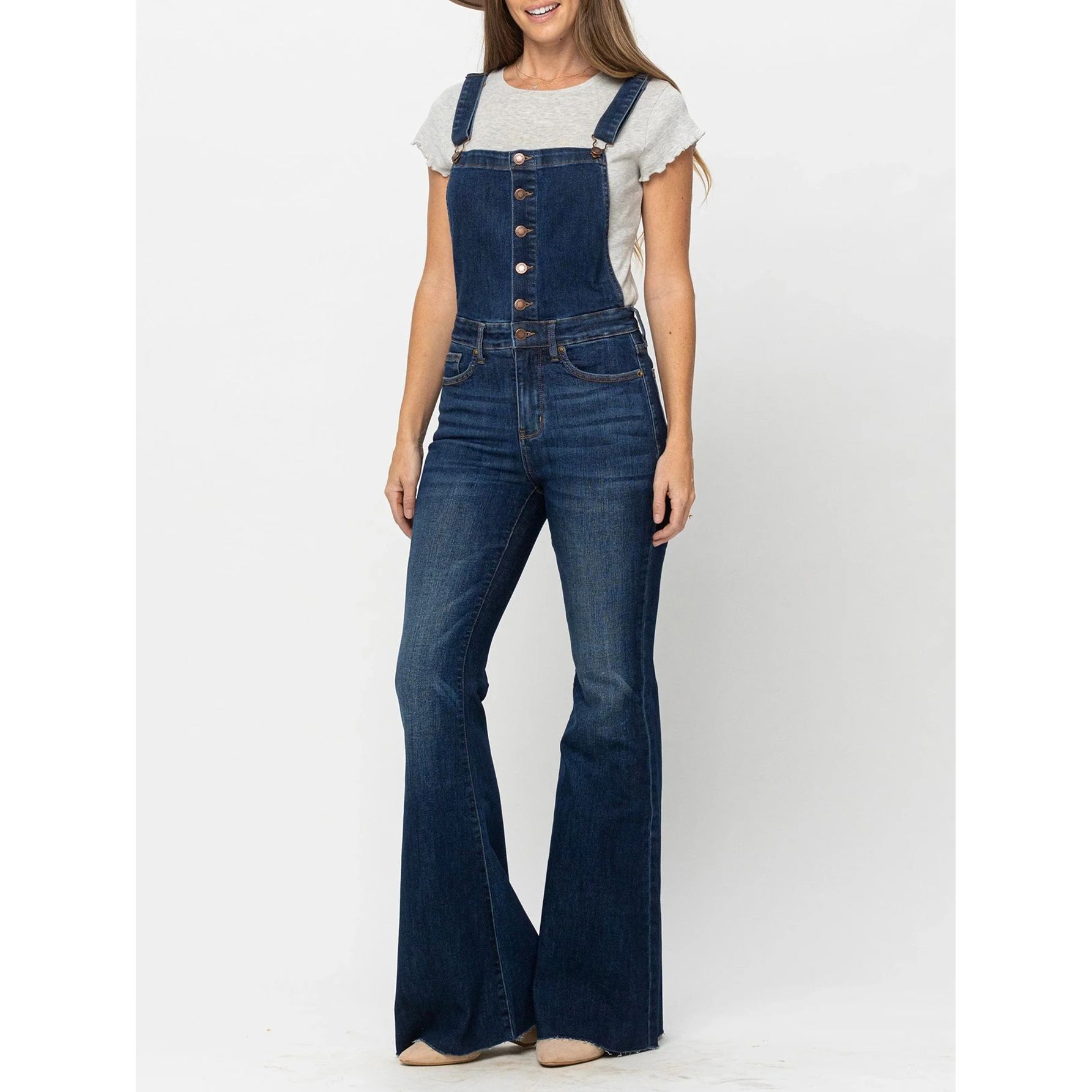 Faionable jeans elástico de cintura alta feminino sino bot com alças outono inverno nova chegada jeans elásticos