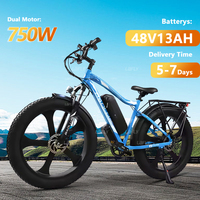 BAOLUJIE DP-2619 Electric Bicycle 750W48V13AH 26*4inch Fat Tire Display LED Ebike Mountain Off-road Beach Electric Bike