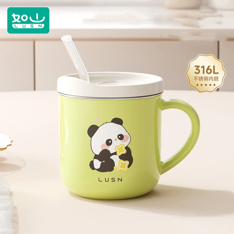 

LUSN 260 мл детская чашка для обучения питьему, материал 316L, чашка для молока, термос, портативная соломенная бутылка для питья, герметичная кормушка для детей