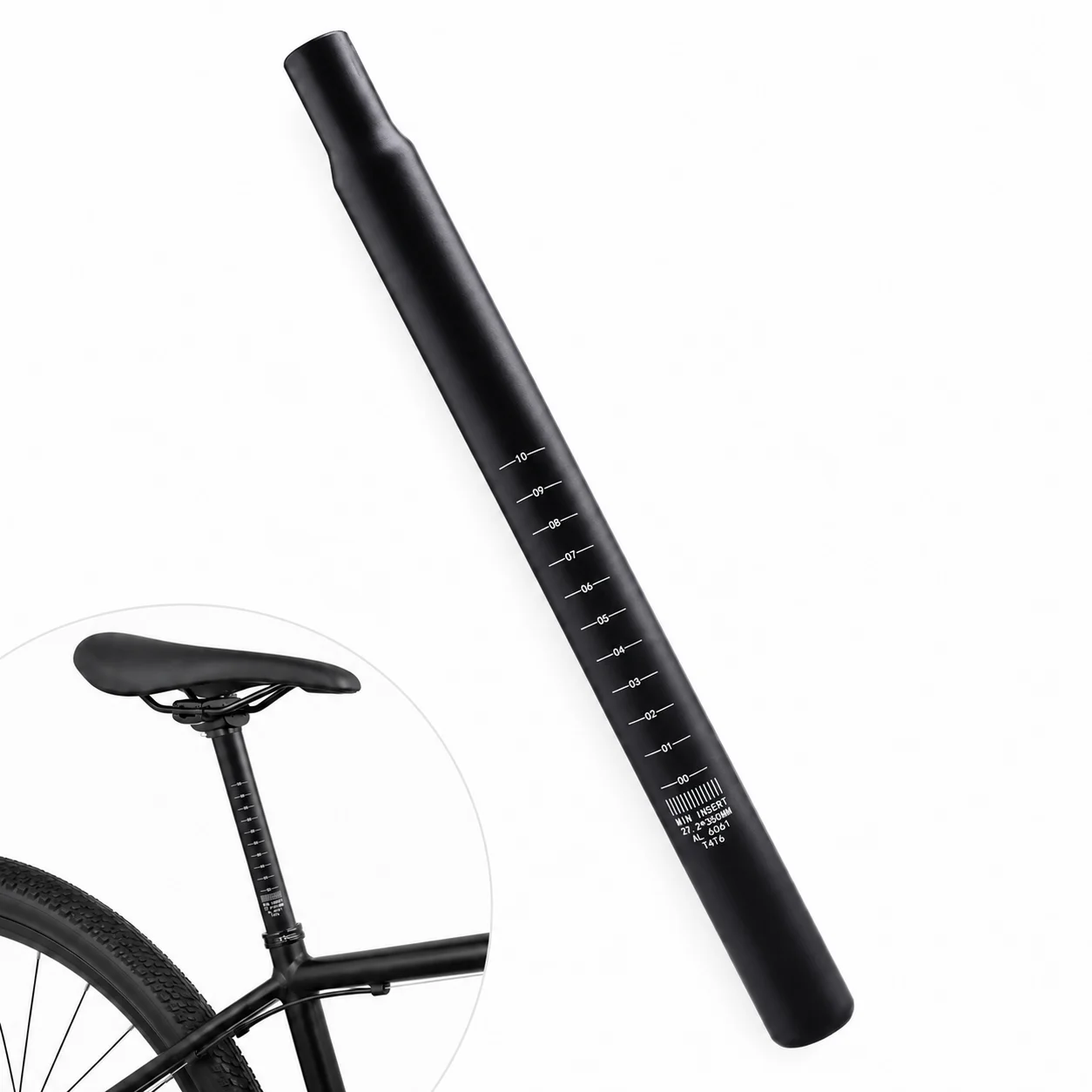 Bike Seat Post Heavy Duty Aluminum Alloy Bicycle Seat Tube With Scale Mark Fit MTB Road Folding Bike Replacement Saddle Post Cyc