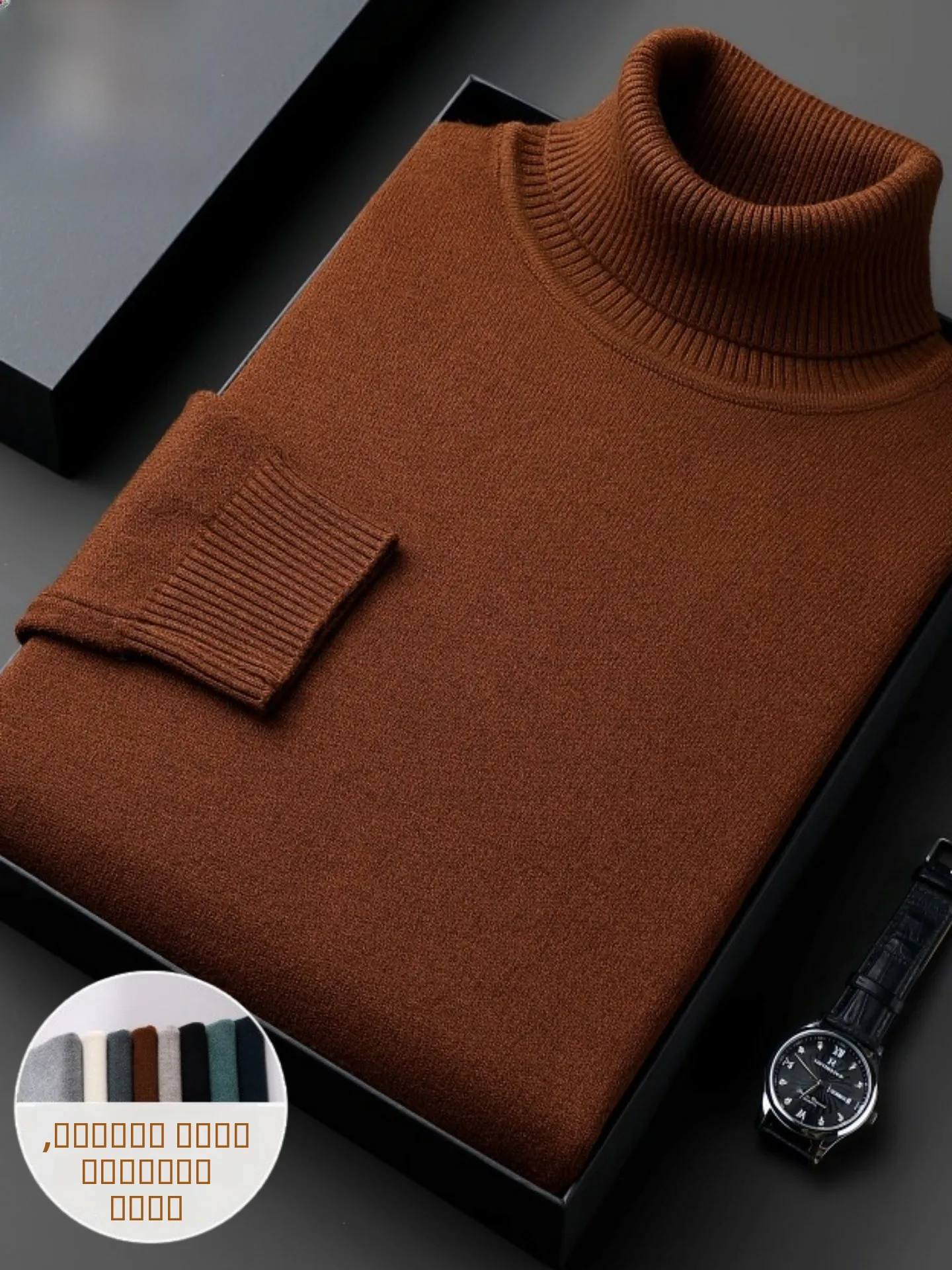 

Rn Мужской свитер с высоким воротником Thiened, теплый повседневный вязаный топ irt Dad Top Faionable Ci Sle Long Sve из тонкой пряжи