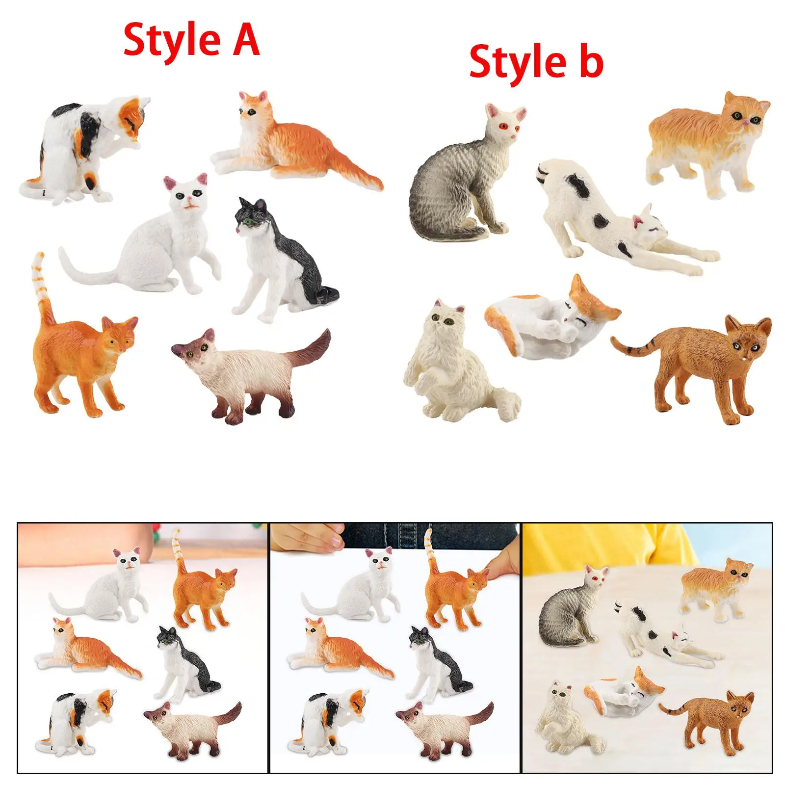 

Cat Toys Kits Realistic Plastic Kitty Animal Figurine Set Miniature Countertop Decor for Yard Housewarming