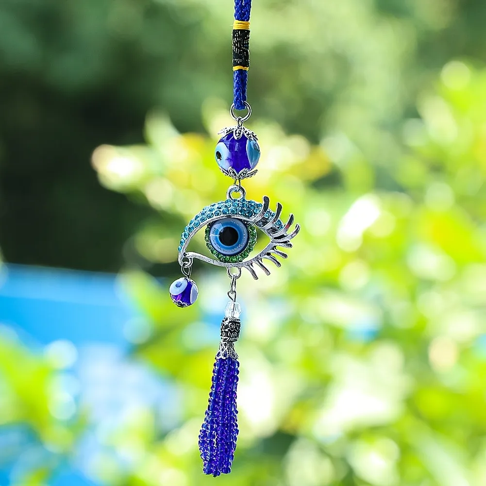1 Piece of Blue Enchanting Eye Tassel Car Pendant with Long Eyelashes, Devil's Eye Car Interior Decoration, Fashionable Bag Accessory