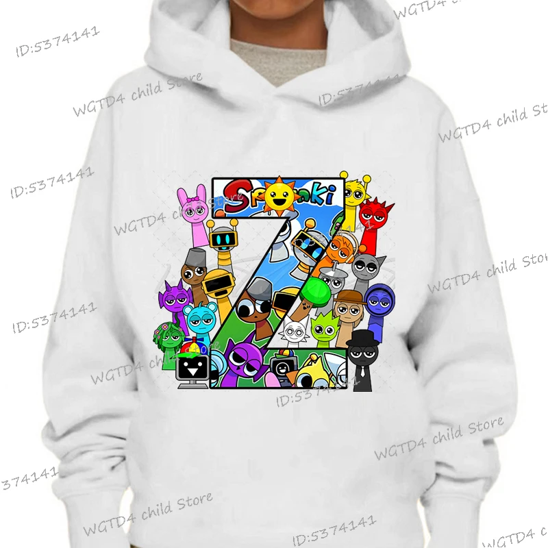 2025 New Sprunki Letter Hoodies Boys Girls Funny Cartoon Horror Game Lover Gift Sweatshirt Fashion 26 Alphabet Kids Y2K Sudadera