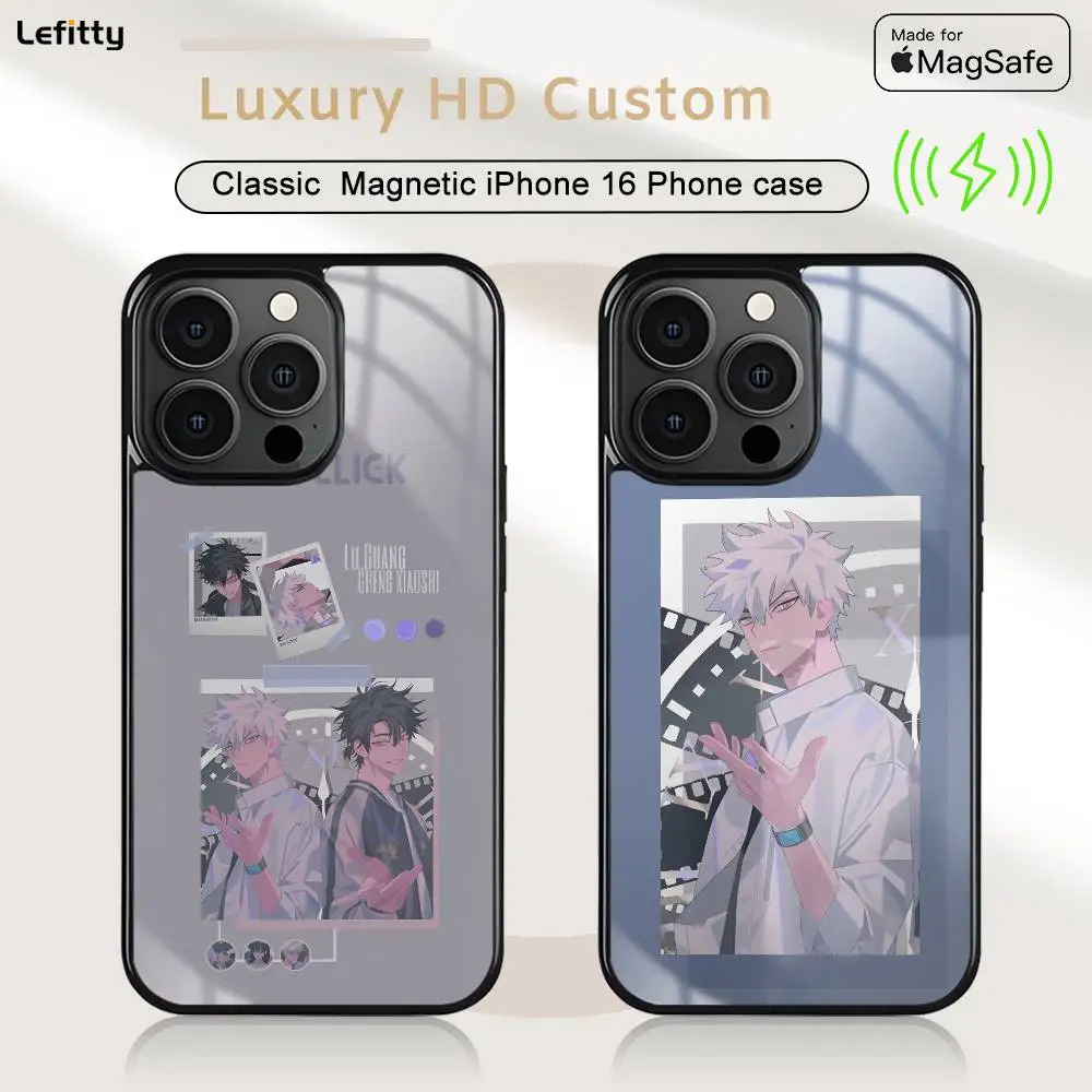 Классический чехол для телефона L-Link C-Click в стиле аниме для iPhone 16, 15, 14, 13, 12, 11 Pro Max Plus, мини-беспроводная зарядка, магнитный твердый корпус