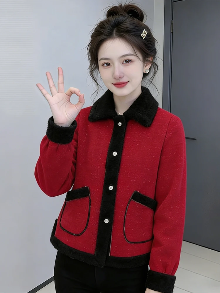 

Женская утепленная хлопковая куртка с воротником-стойкой, в стиле колор-блок, зимняя теплая повседневная верхняя одежда для женщин