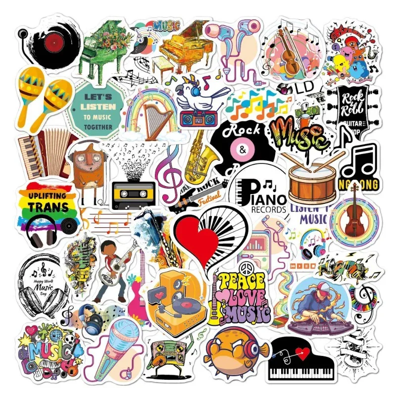 

50PCS Motorcycle Sticker Waterproof Decorative Guitar Skateboard Computer Cartoon Rock Band Personalized Graffiti Stickers