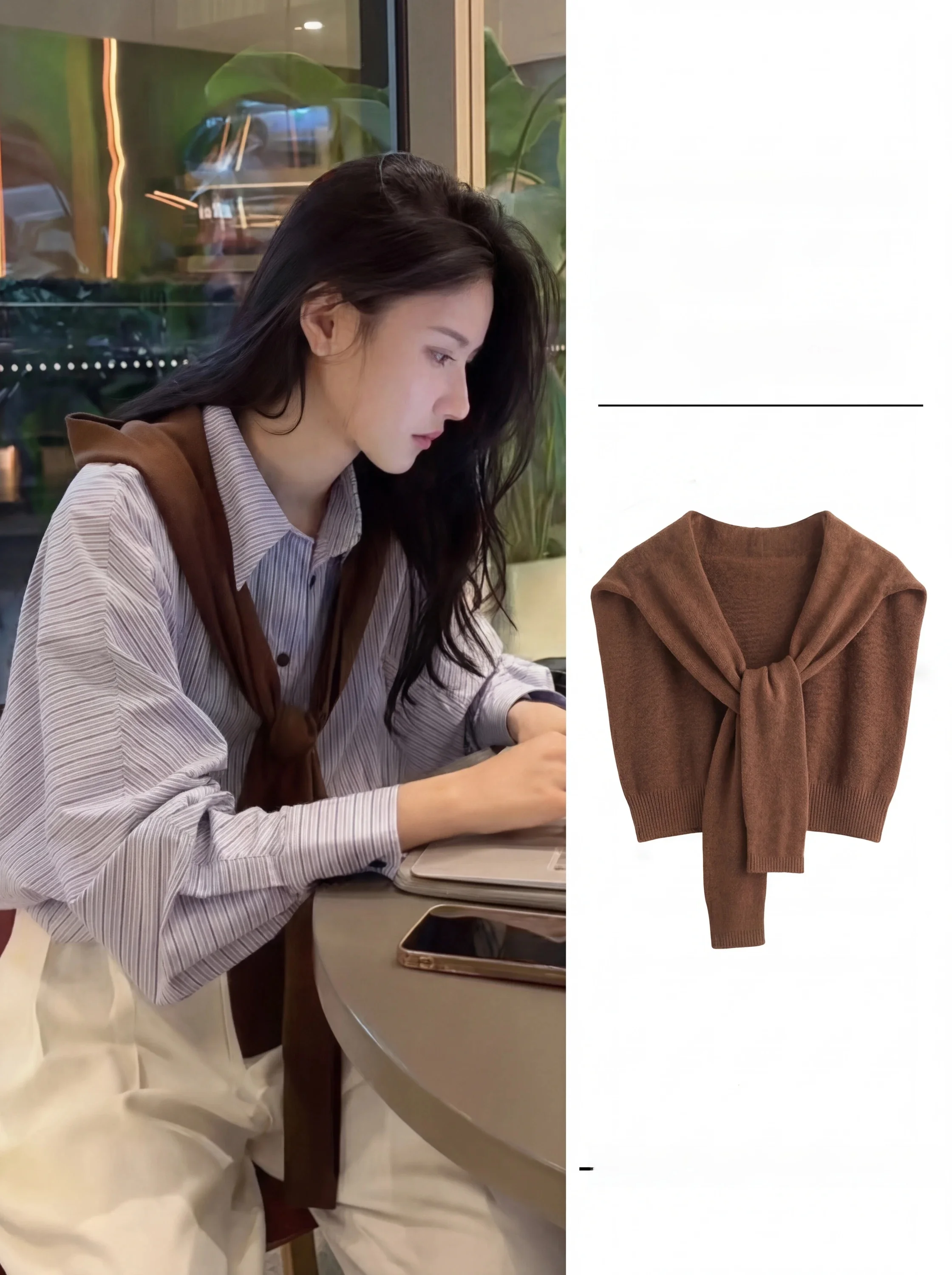

High Intelligence Sensation Brown Outer Shawl Thin Air Conditioned Office Female New Product Long Rectangle Pure Color Decora...