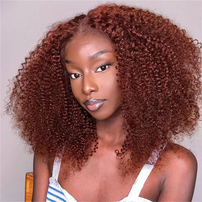 

30 32 Inch Copper Red Color HD Lace Frontal Wigs Reddish Brown Jerry Curly Lace Front Wig For Women Pre Plucked with Baby Hair