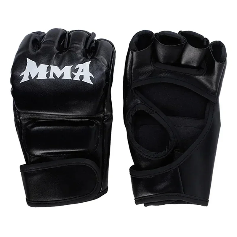 1 Pair Of Pu Boxing Gloves Mma Gloves Half Finger Sandbag Taekwondo Muay Thai Gloves Professional Boxing Training Equipment