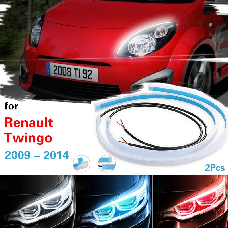 

2Pcs Car LED Light Strip DRL Daytime Running Lights Auto Headlight Surface Lamp Flowing Turn Signal For Renault Twingo 2009-2014