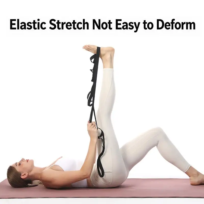 Hoyytu Non Elastic Multi Loop Yoga Stretch Strap Adjustable Assist Band for Gymnastics Recovery Exercise 1Pcs