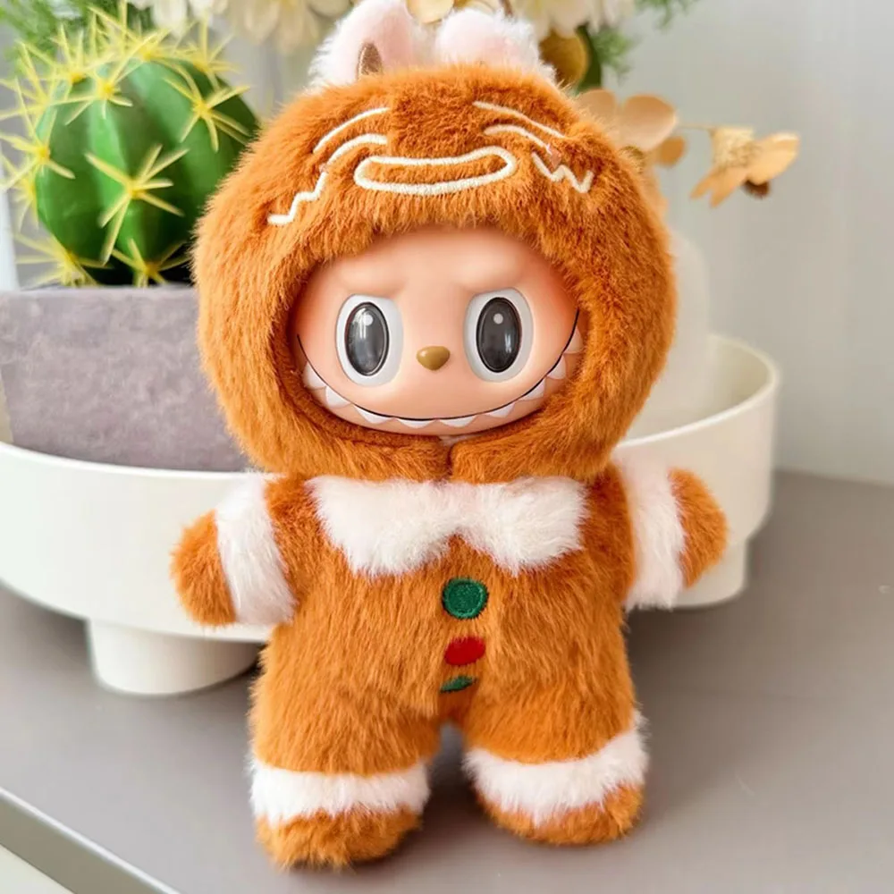 [بدون دمية] ملابس دمية قطيفة لطيفة ملابس عيد الميلاد لـ 17 سنتيمتر Labubu هدية عيد الميلاد إكسسوارات ملابس لطيفة