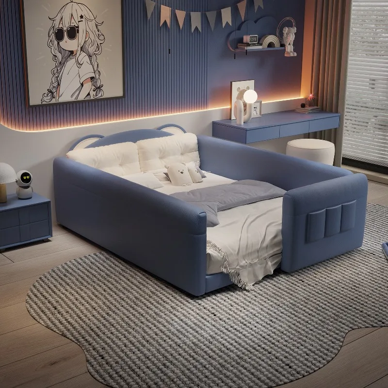 

Many People Headboard Family Bedroom Beds 180x200cm Children Queen Guardrail Bed Frame Adults Full Size Kids Room Home Furniture