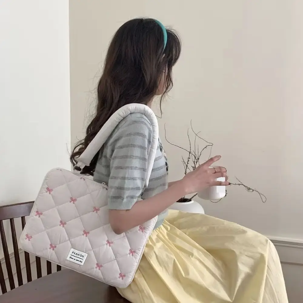Embroidered Bow Business Briefcases Large Capacity File Folder Document Tote Bolsas Handbag Shoulder Bag Laptop Bag Women