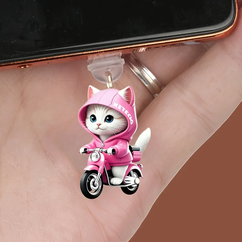 การ์ตูนปลั๊กฝุ่นสีชมพู Type-C ปลั๊กฝุ่นอะคริลิคจี้โทรศัพท์การ์ตูน Iphone Connector ปลั๊กฝุ่นสําหรับของขวัญ Samsung Personal Use