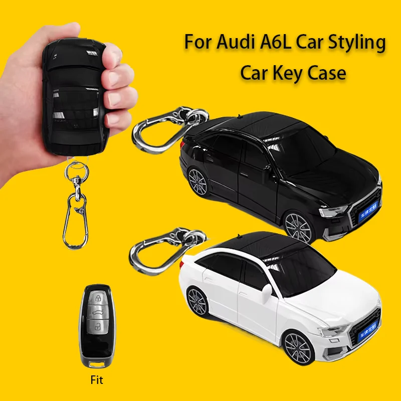 For Audi A6L Car Model Key Case Smart Remote for Audi A6 A6L A7 A8 A8L A3 E-tron 55 Q7 Q8 C8 Key Cover Fob Keychain Accessories