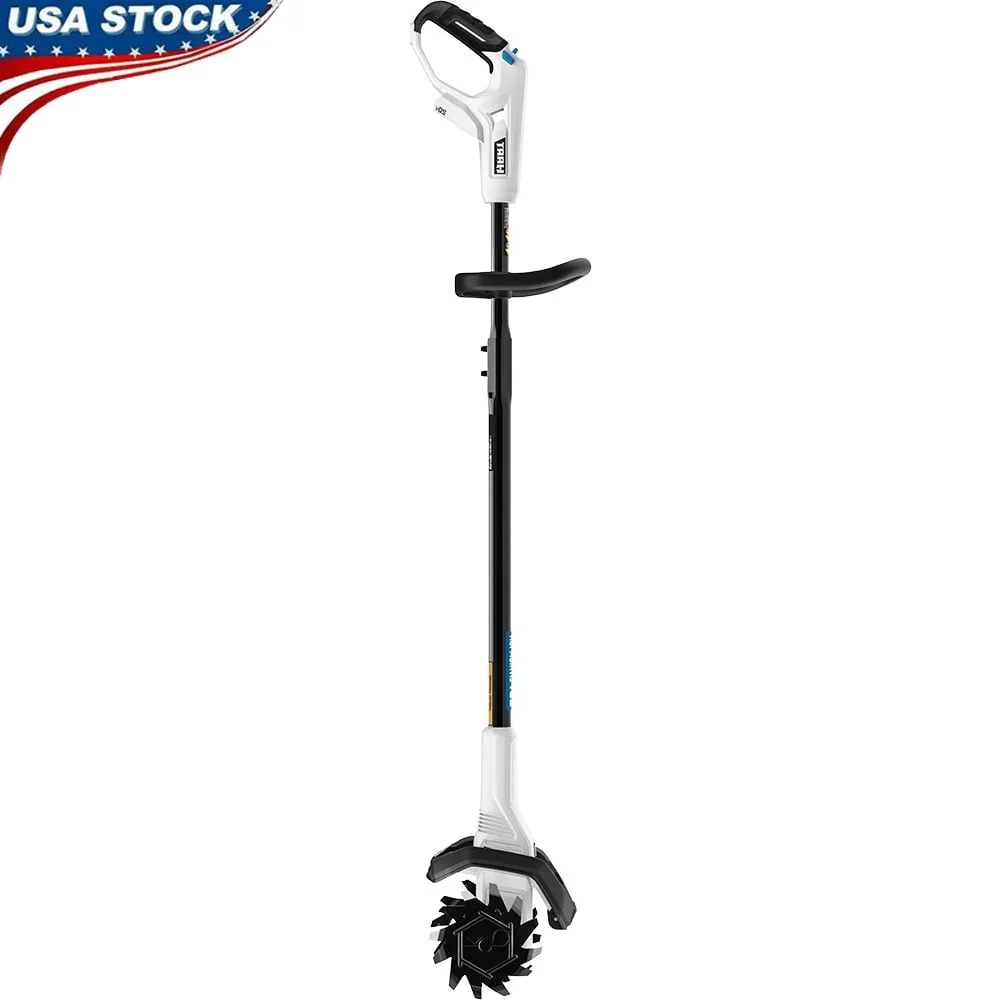 

20V Cordless Cultivator Battery Operated Soil Tiller with Adjustable Tilling Width Durable Steel Tines Gardening Weeding