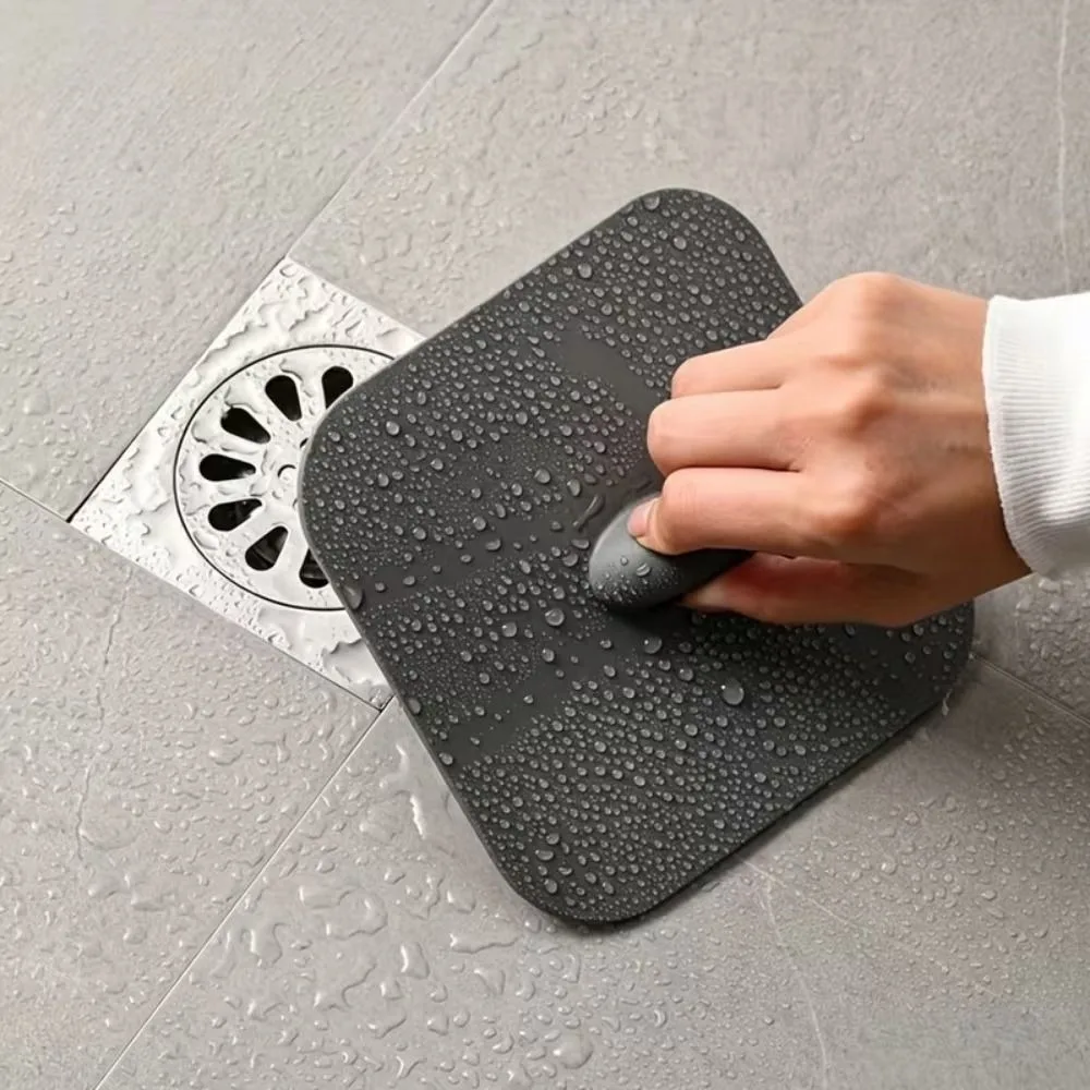 Anti Odor Pad Reusable Drain Cover Easy-Grip Handle TPR Hair Catcher Easy to Clean Easy to Install Drain Seal Mat Laundry