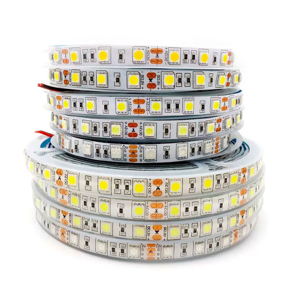 5 м 5050 светодиодная лента IP65 IP67 IP68 водонепроницаемая 12 В 24 В 60 светодиодов белая/красная/синяя/зеленая/RGB светодиодная лента наружное/под водойное освещение
