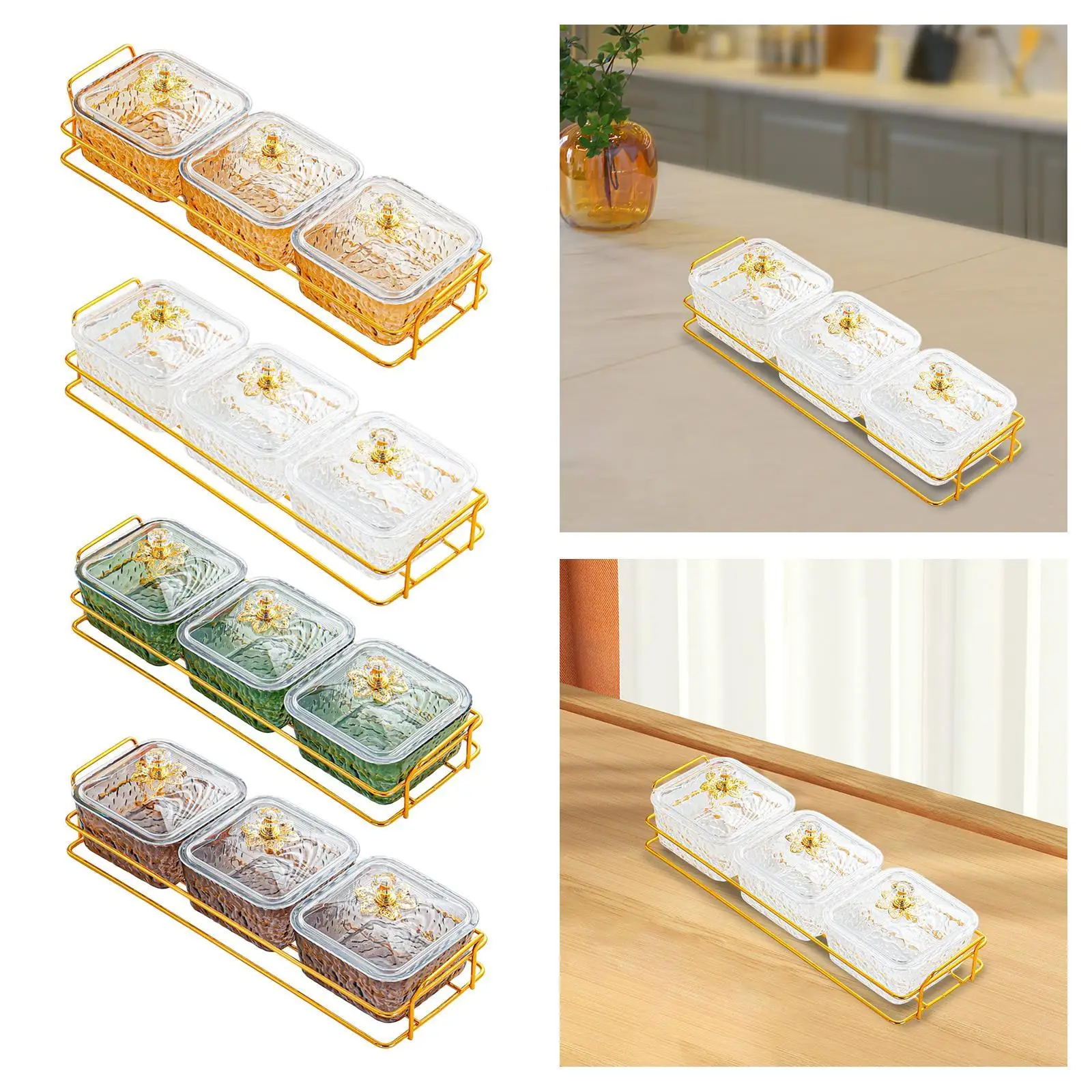 

3-сервировочные миски с крышками и подставкой для закусок для тортов в помещении и на открытом воздухе