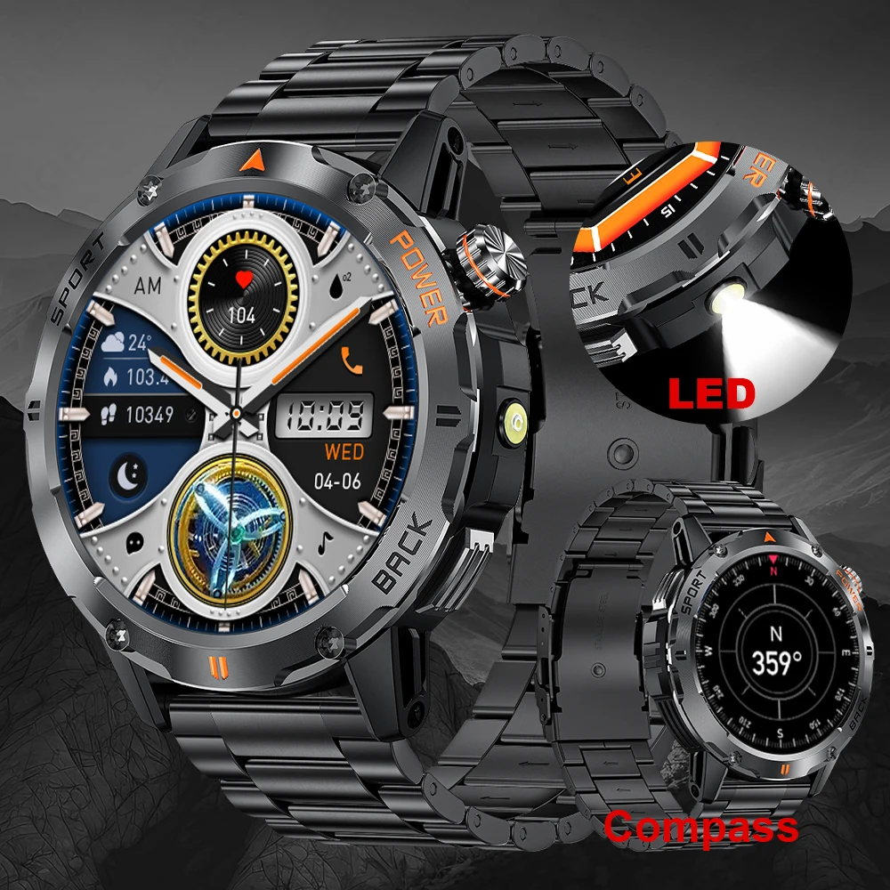 LIGE Smart Watch 1.53 Inch Color Screen Sport LED Flashlight Heart Rate Waterproof Fitness Tracker Bluetooth Call Smartwatch Men