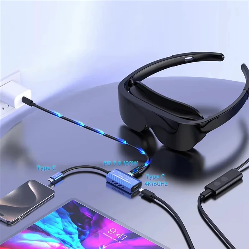 USB-адаптер типа C на совместимый для очков XREAL/Rokid Air AR, конвертер 4K @ 60 Гц для коммутатора/Steam Deck/ROG
