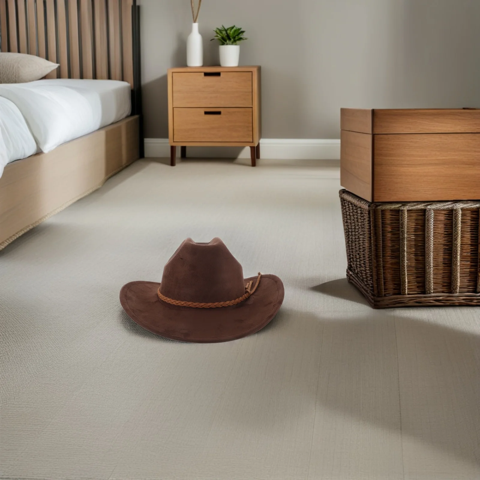 

Big Brim Jazz Hat Suede Western Fedora Tassel Design Sun Protection Outdoor Party Beach Event Cowgirl Wide Brim Hat