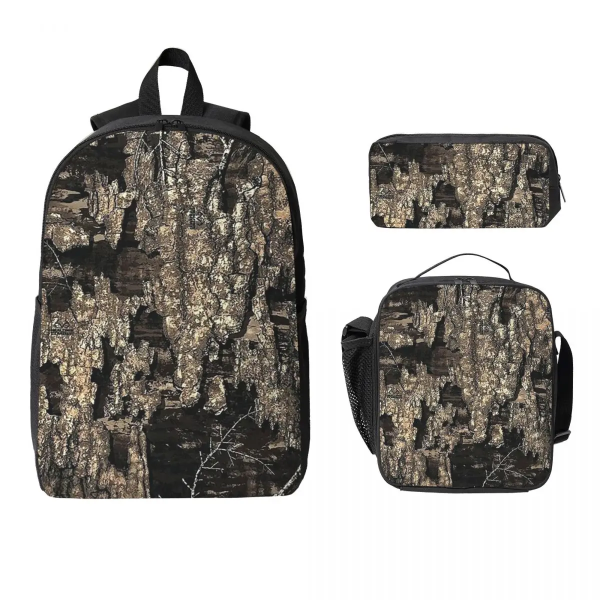 

Real Tree Camouflage Backpack Student Boys Girls BookBag School Bag Laptop Shoulder Bags 3ps Insulated Lunch Bag Pencil Case