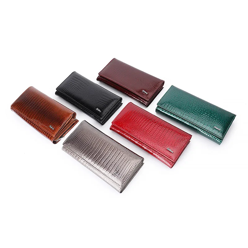 Fashion Export Lady Leather Wallet Painted Crocodile Pattern Chic Clutch Big Capacity Women Purse