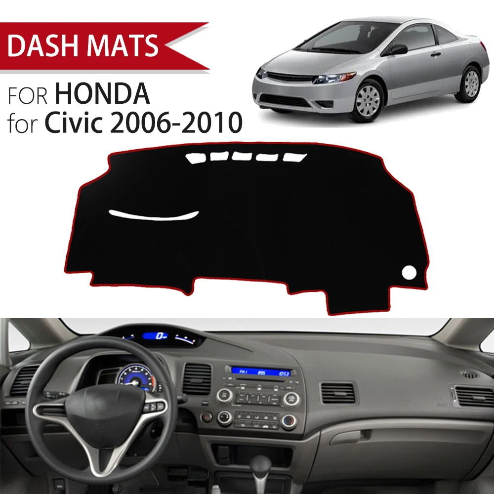 Car Dashboard Cover Avoid Light Pad Instrument Platform Cover Mat Carpet Accessories For Honda Civic 2006-2010